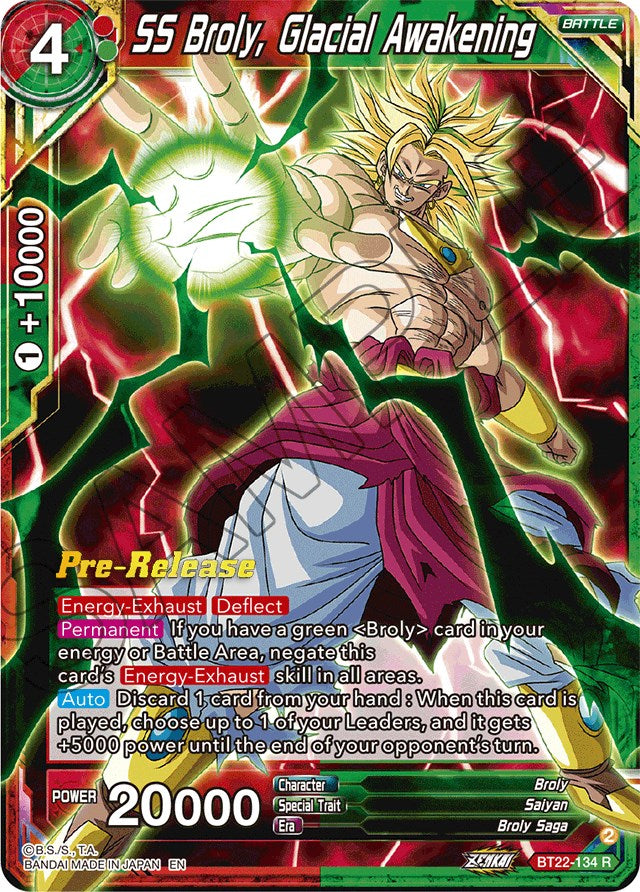 SS Broly, Glacial Awakening (BT22-134) [Critical Blow Prerelease Promos] | Odin's Place