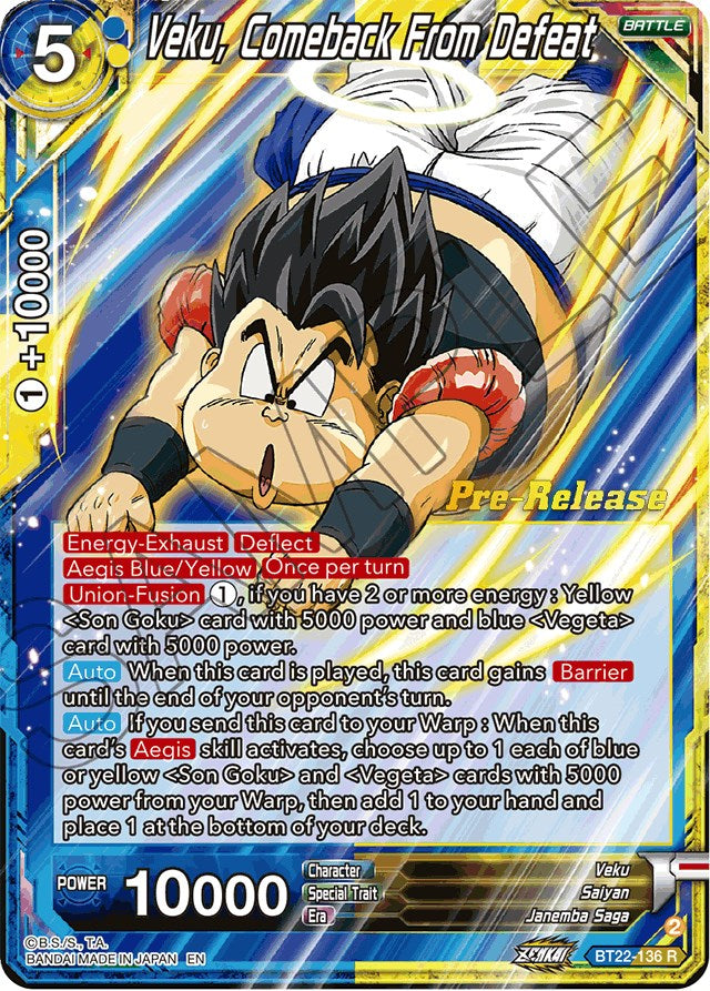 Veku, Comeback From Defeat (BT22-136) [Critical Blow Prerelease Promos] | Odin's Place