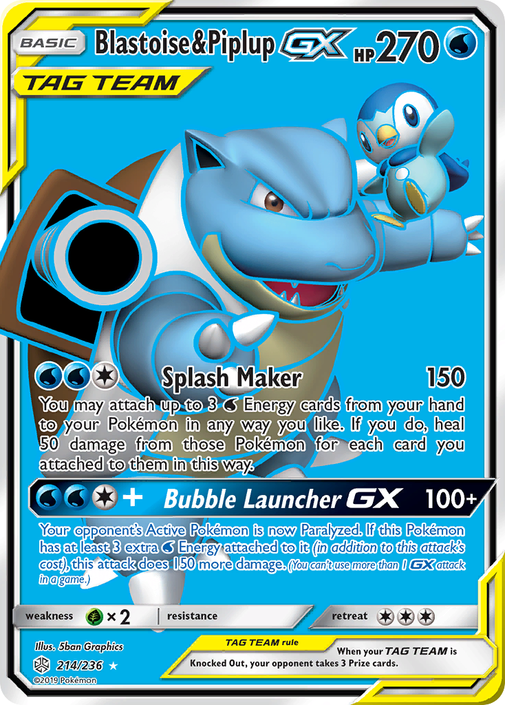 Blastoise & Piplup GX (214/236) [Sun & Moon: Cosmic Eclipse] | Odin's Place