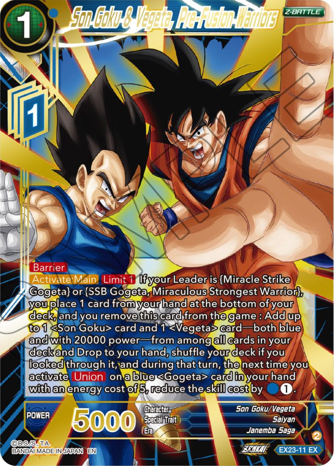 Son Goku & Vegeta, Pre-Fusion Warriors (EX23-11) [Premium Anniversary Box 2023] | Odin's Place
