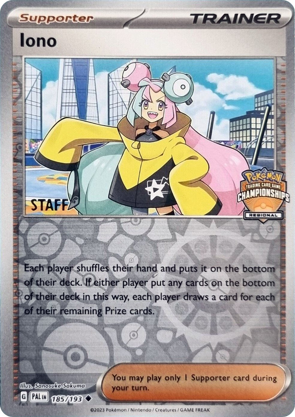 Iono (185/193) (Regional Championships Promo Staff) [League & Championship Cards] | Odin's Place