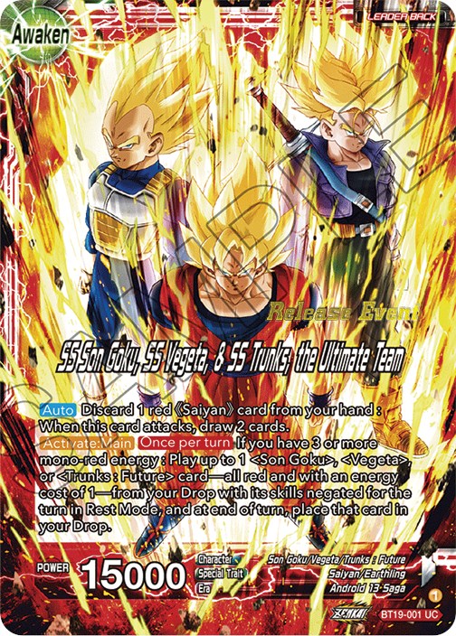 Son Goku & Vegeta & Trunks // SS Son Goku, SS Vegeta, & SS Trunks, the Ultimate Team (Fighter's Ambition Holiday Pack) (BT19-001) [Tournament Promotion Cards] | Odin's Place