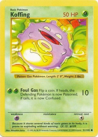 Koffing (51/102) [Base Set Shadowless Unlimited] | Odin's Place