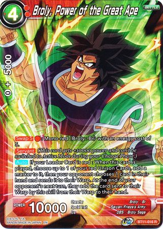 Broly, Power of the Great Ape (BT11-016) [Vermilion Bloodline 2nd Edition] | Odin's Place