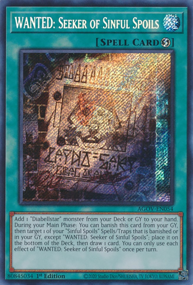 WANTED: Seeker of Sinful Spoils [AGOV-EN054] Secret Rare | Odin's Place