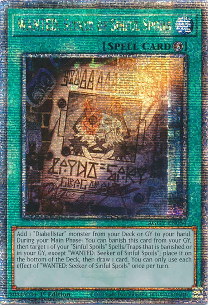 WANTED: Seeker of Sinful Spoils (Quarter Century Secret Rare) [AGOV-EN054] Quarter Century Secret Rare | Odin's Place