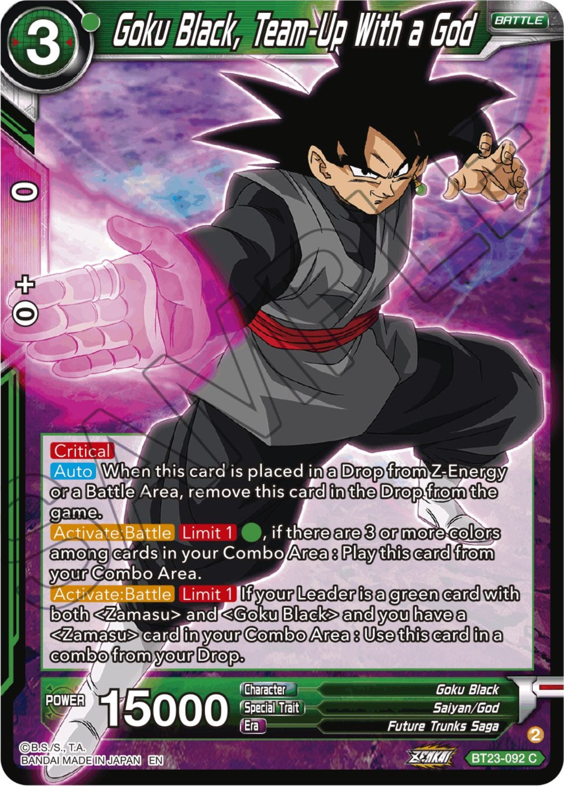 Goku Black, Team-Up With a God (BT23-092) [Perfect Combination] | Odin's Place