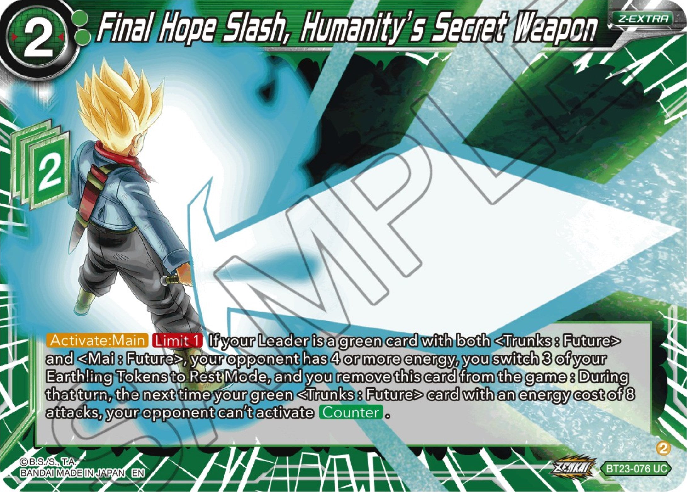 Final Hope Slash, Humanity's Secret Weapon (BT23-076) [Perfect Combination] | Odin's Place