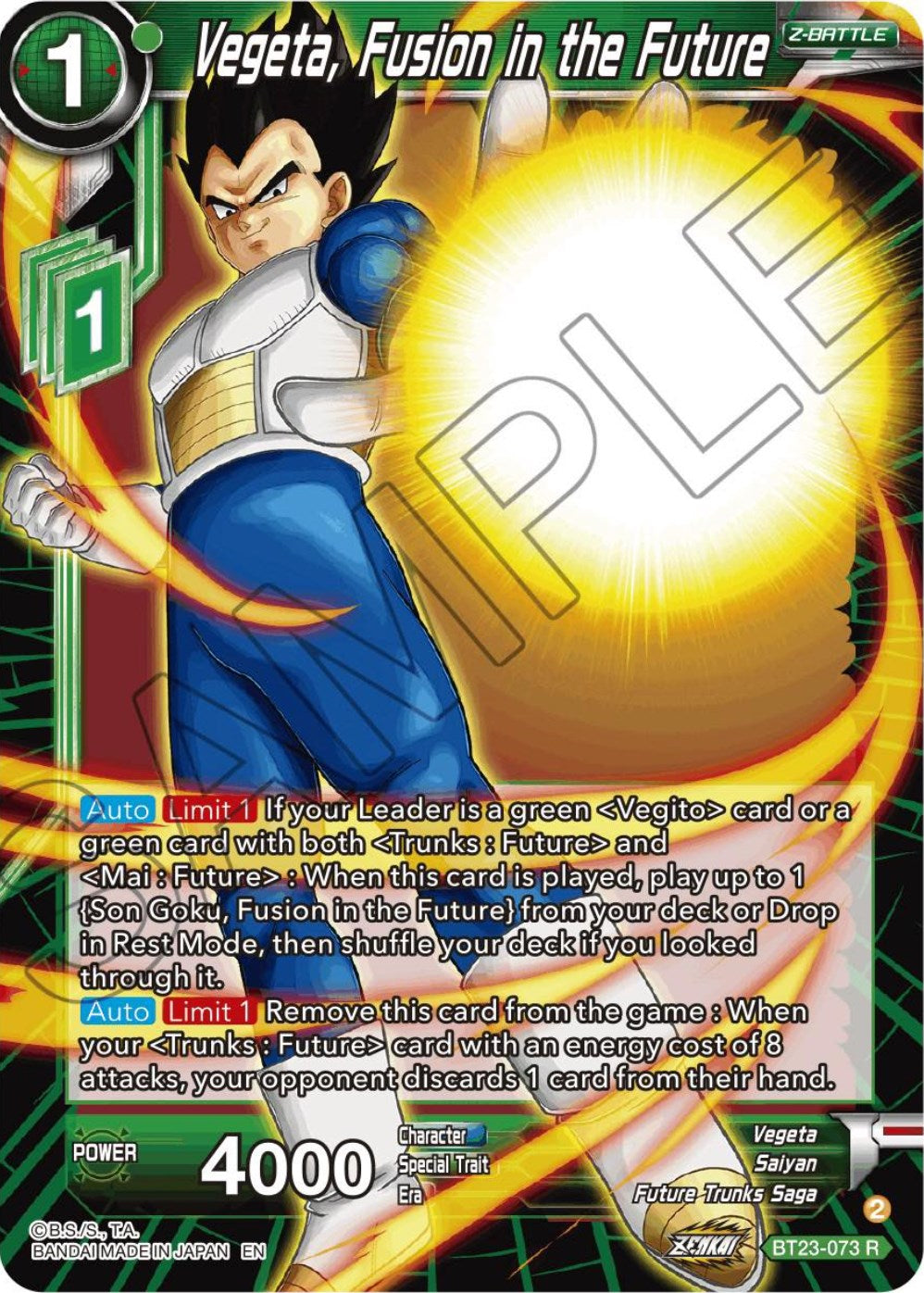 Vegeta, Fusion in the Future (BT23-073) [Perfect Combination] | Odin's Place