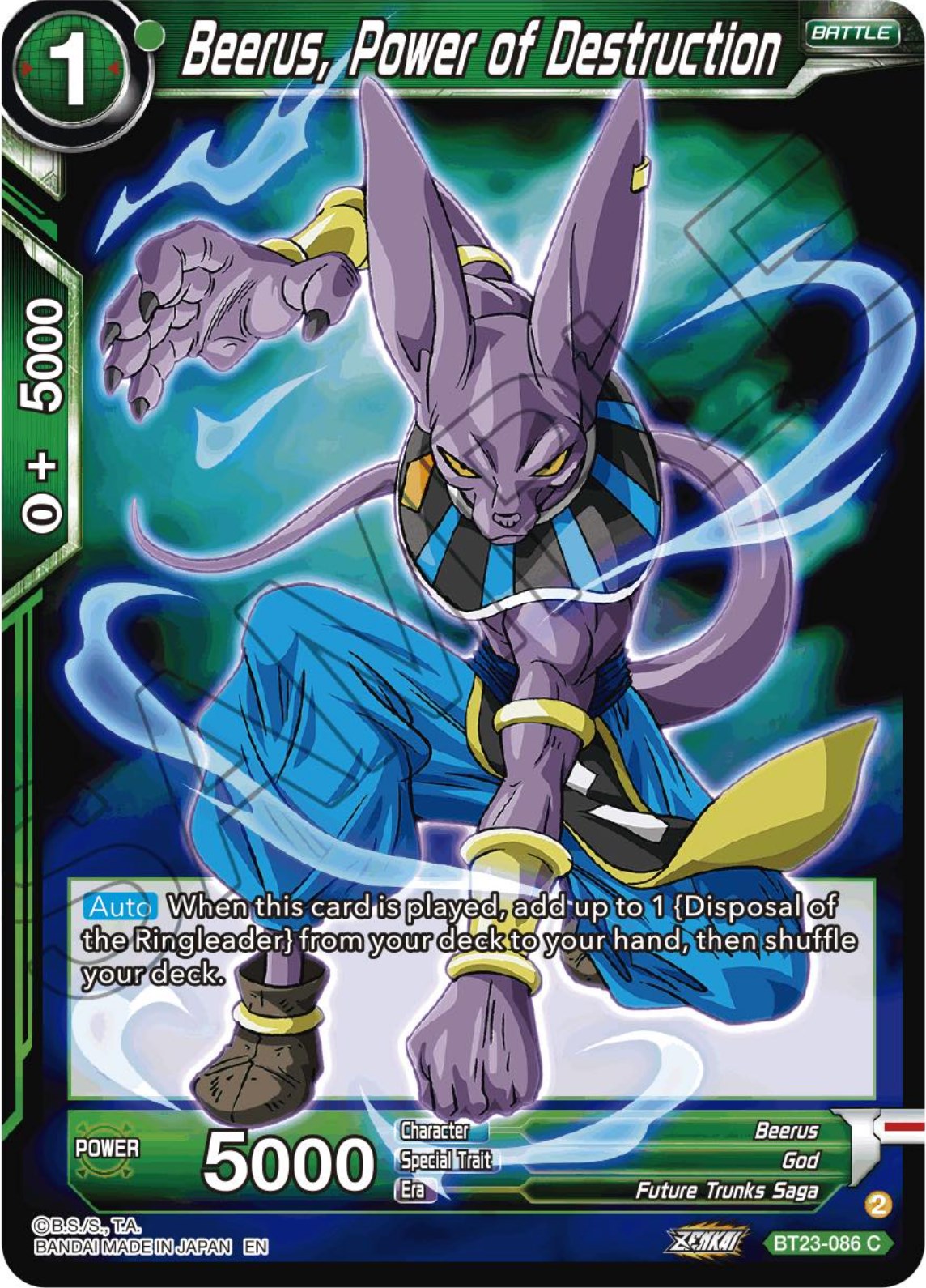 Beerus, Power of Destruction (BT23-086) [Perfect Combination] | Odin's Place