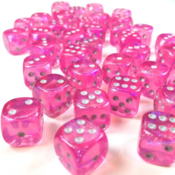 Chessex Borealis Pink With Silver Luminary Glow in the Dark 12mm D6 Set | Odin's Place
