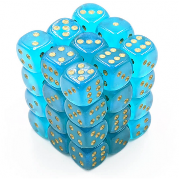 Chessex Borealis Glow in the Dark Teal With Gold 12mm D6 Dice Set | Odin's Place