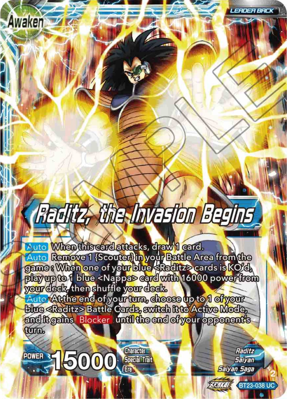 Raditz // Raditz, the Invasion Begins (BT23-038) [Perfect Combination] | Odin's Place