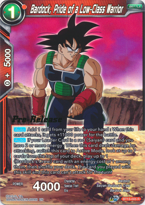 Bardock, Pride of a Low-Class Warrior (BT13-005) [Supreme Rivalry Prerelease Promos] | Odin's Place