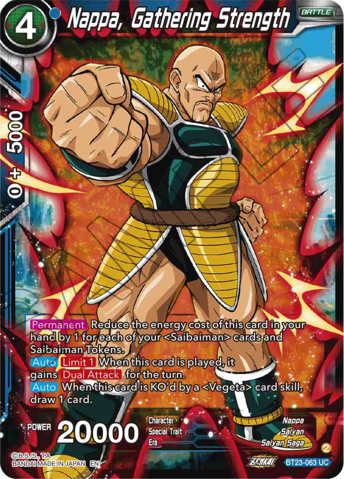 Nappa, Gathering Strength (BT23-063) [Perfect Combination] | Odin's Place