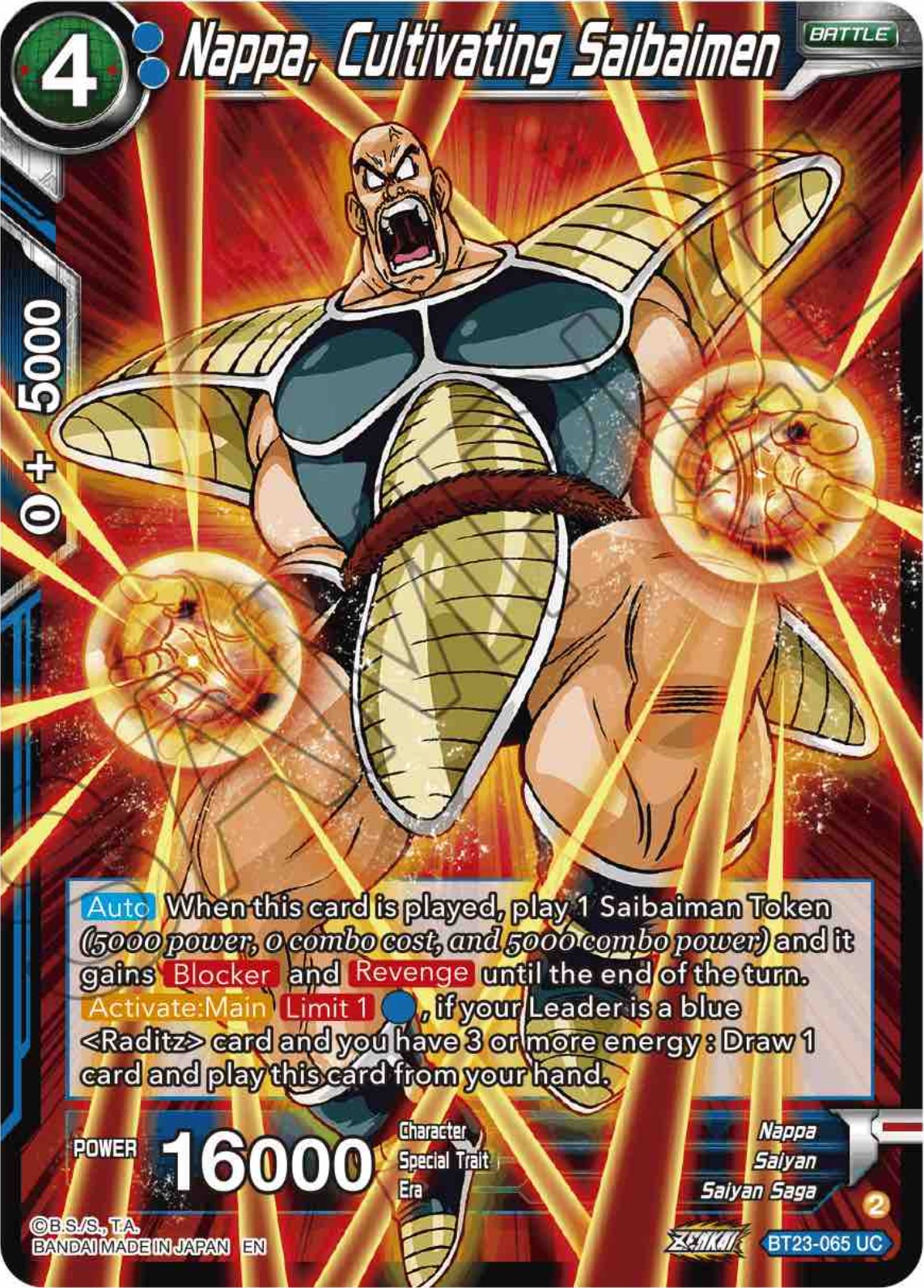 Nappa, Cultivating Saibaimen (BT23-065) [Perfect Combination] | Odin's Place