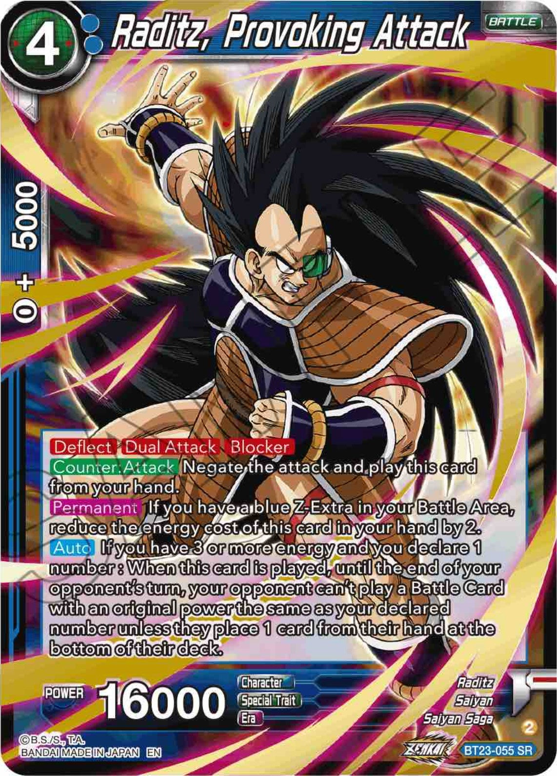Raditz, Provoking Attack (BT23-055) [Perfect Combination] | Odin's Place