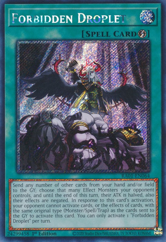 Forbidden Droplet [RA01-EN064] Platinum Secret Rare | Odin's Place