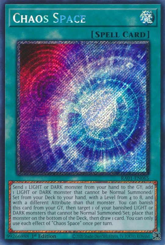 Chaos Space [RA01-EN065] Platinum Secret Rare | Odin's Place