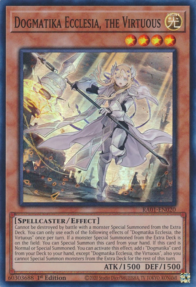 Dogmatika Ecclesia, the Virtuous [RA01-EN020] Super Rare | Odin's Place