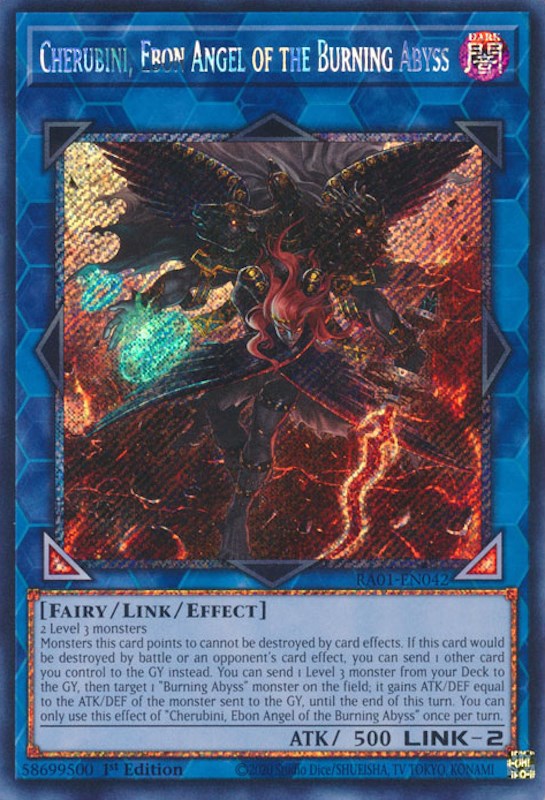 Cherubini, Ebon Angel of the Burning Abyss [RA01-EN042] Platinum Secret Rare | Odin's Place
