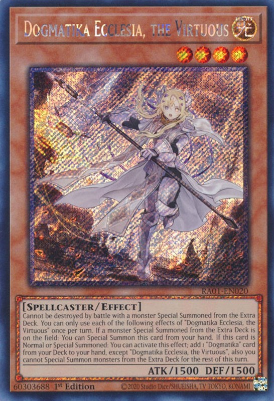 Dogmatika Ecclesia, the Virtuous [RA01-EN020] Platinum Secret Rare | Odin's Place