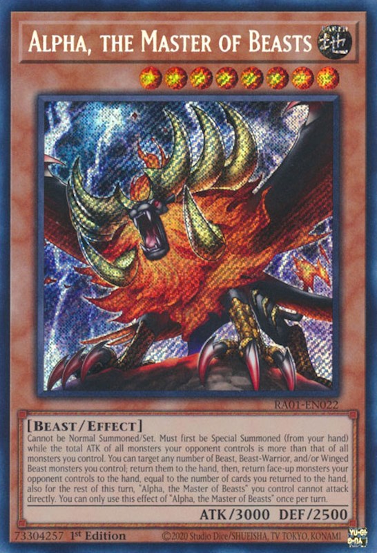 Alpha, the Master of Beasts [RA01-EN022] Secret Rare | Odin's Place