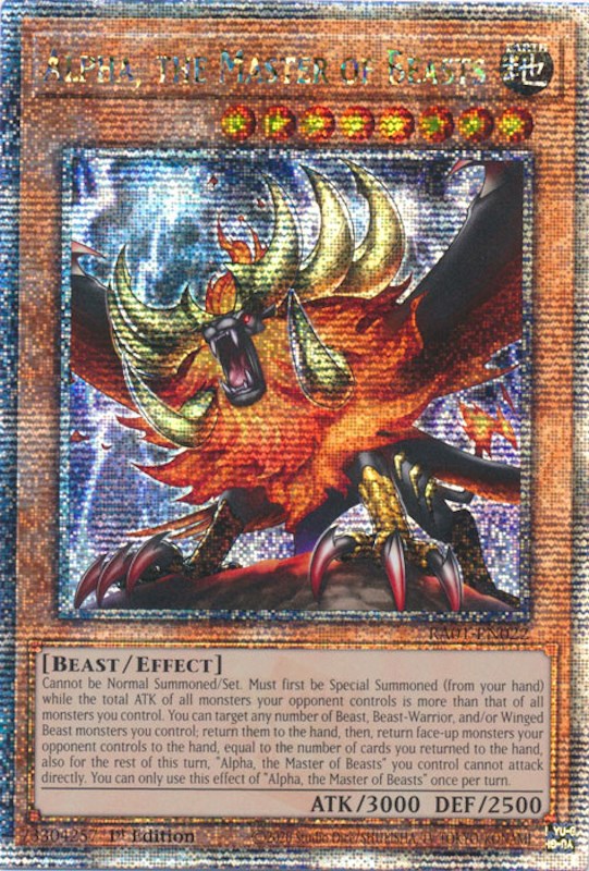 Alpha, the Master of Beasts [RA01-EN022] Quarter Century Secret Rare | Odin's Place