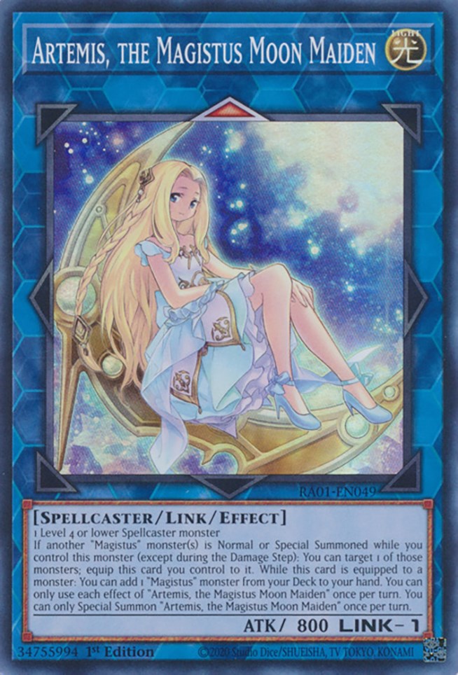 Artemis, the Magistus Moon Maiden [RA01-EN049] Super Rare | Odin's Place