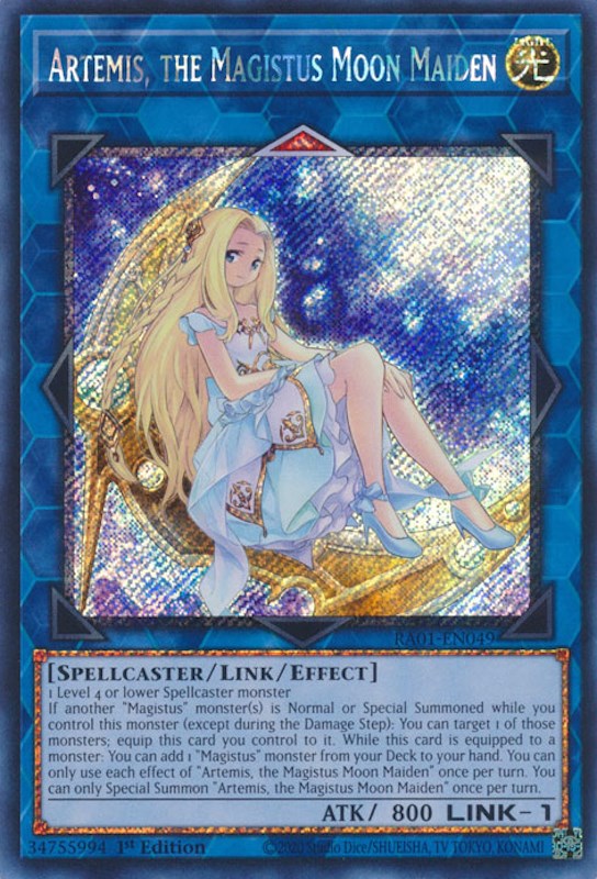 Artemis, the Magistus Moon Maiden [RA01-EN049] Platinum Secret Rare | Odin's Place