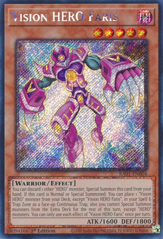 Vision HERO Faris [RA01-EN004] Platinum Secret Rare | Odin's Place