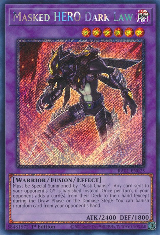 Masked HERO Dark Law [RA01-EN025] Platinum Secret Rare | Odin's Place