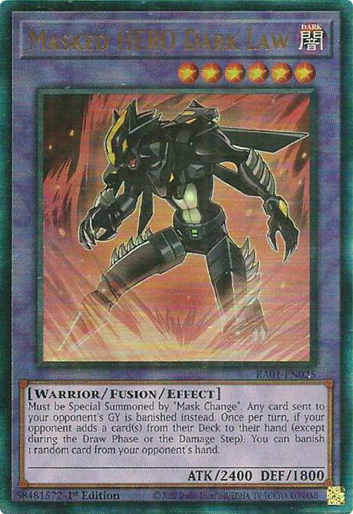 Masked HERO Dark Law [RA01-EN025] Prismatic Ultimate Rare | Odin's Place
