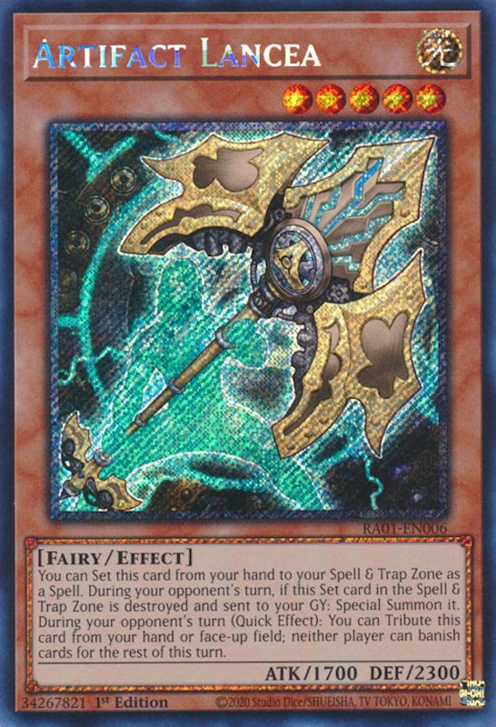 Artifact Lancea [RA01-EN006] Platinum Secret Rare | Odin's Place