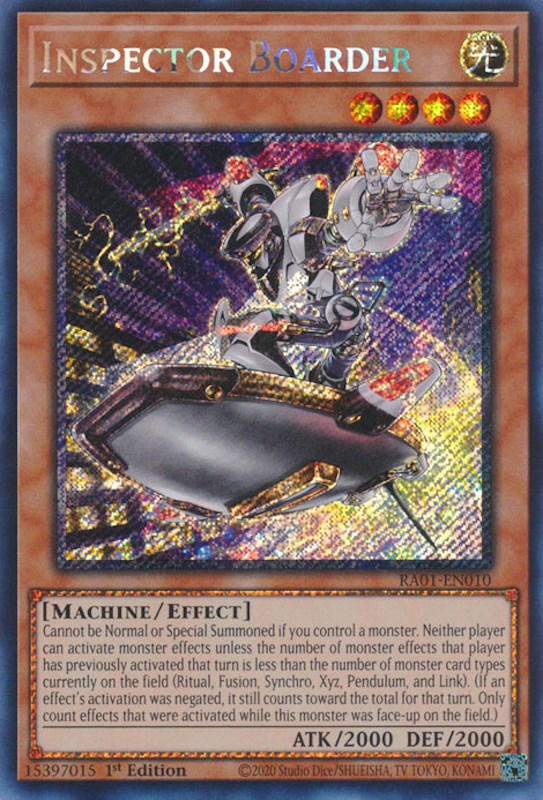 Inspector Boarder [RA01-EN010] Platinum Secret Rare | Odin's Place