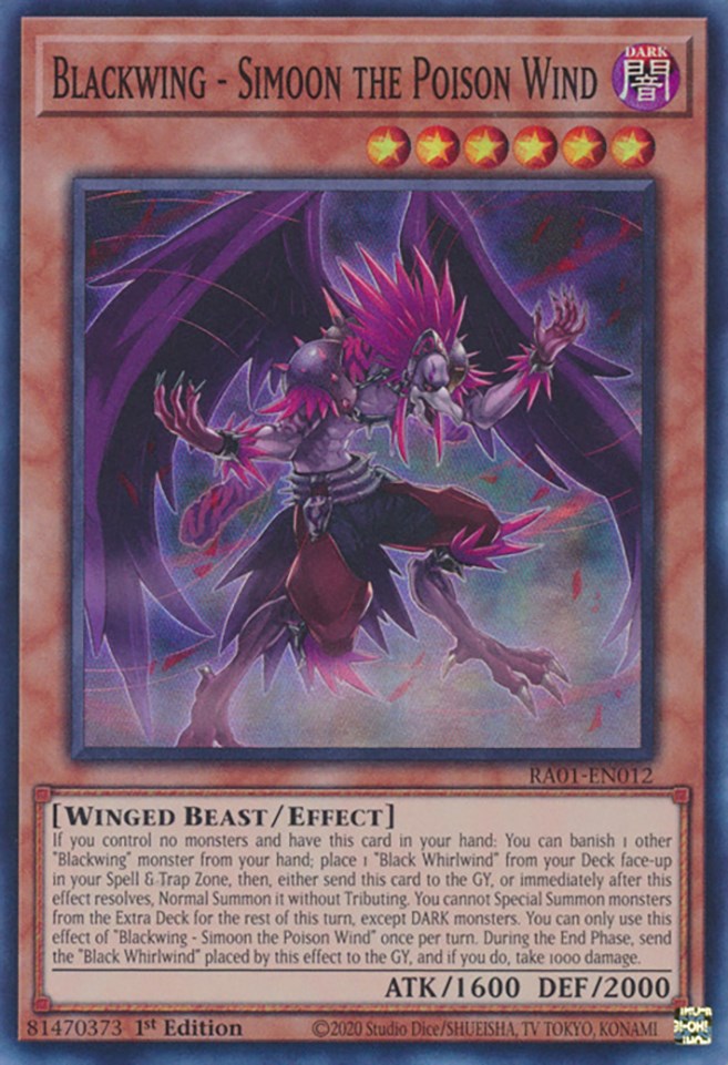 Blackwing - Simoon the Poison Wind [RA01-EN012] Super Rare | Odin's Place