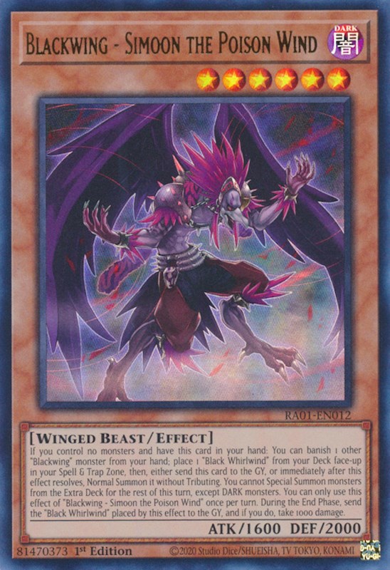 Blackwing - Simoon the Poison Wind [RA01-EN012] Ultra Rare | Odin's Place
