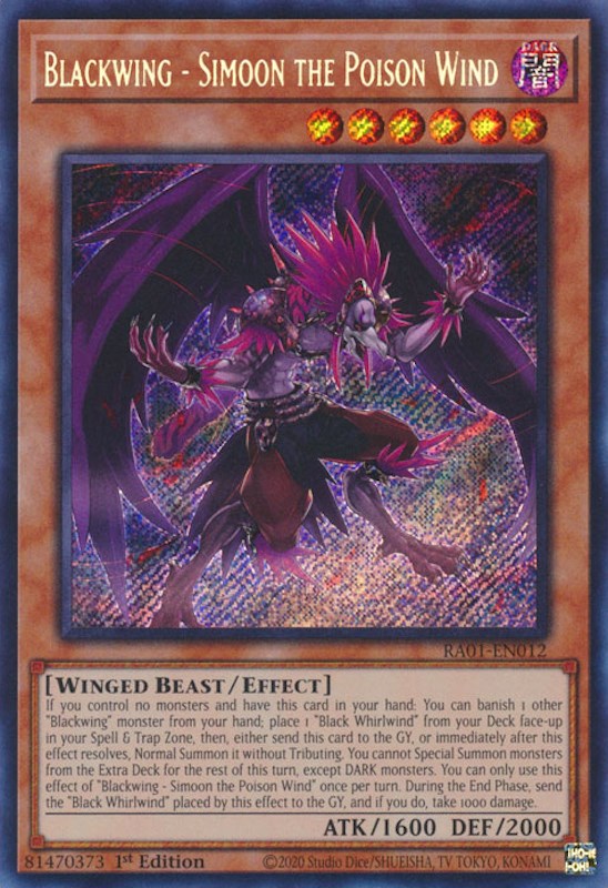 Blackwing - Simoon the Poison Wind [RA01-EN012] Secret Rare | Odin's Place