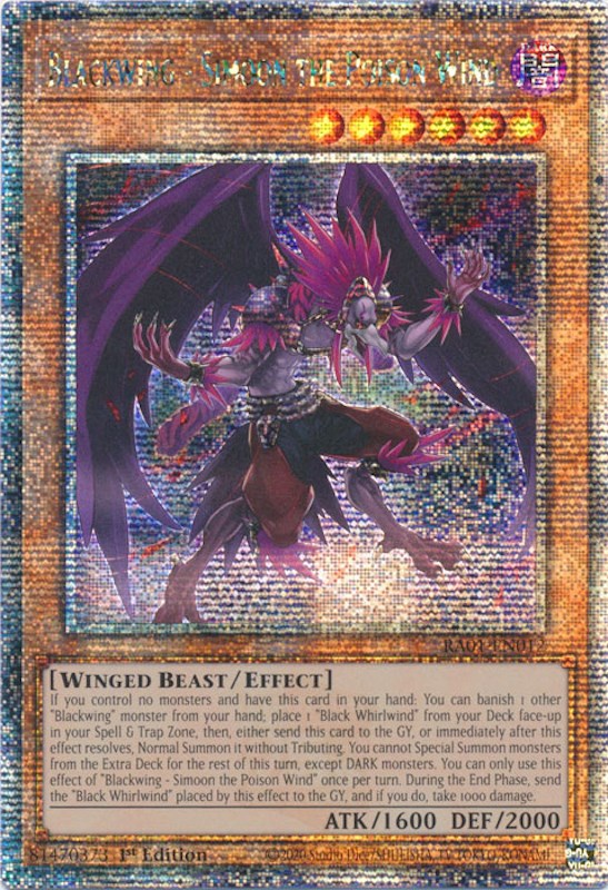 Blackwing - Simoon the Poison Wind [RA01-EN012] Quarter Century Secret Rare | Odin's Place