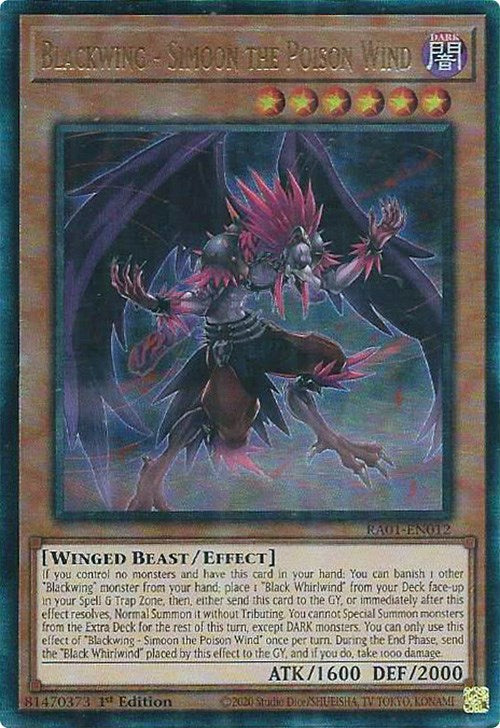 Blackwing - Simoon the Poison Wind [RA01-EN012] Prismatic Ultimate Rare | Odin's Place