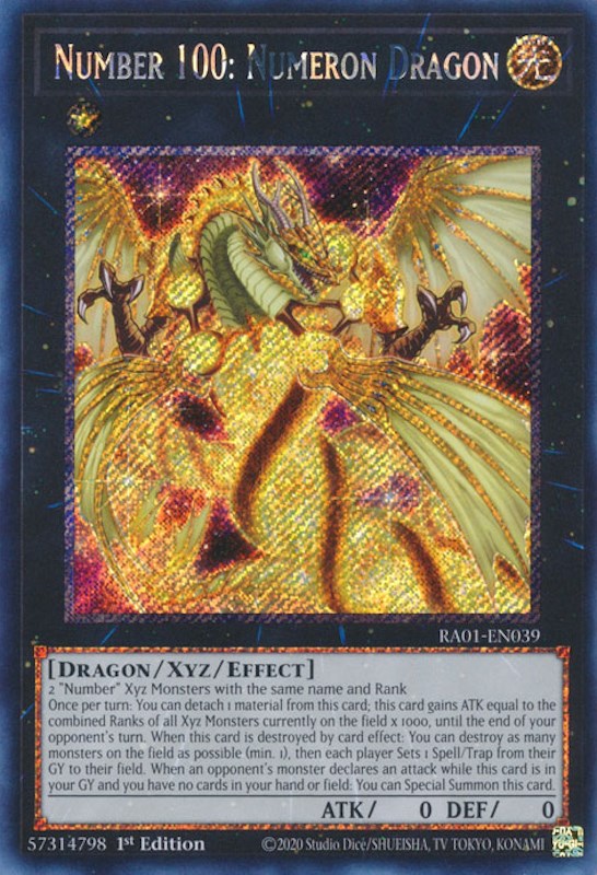 Number 100: Numeron Dragon [RA01-EN039] Platinum Secret Rare | Odin's Place