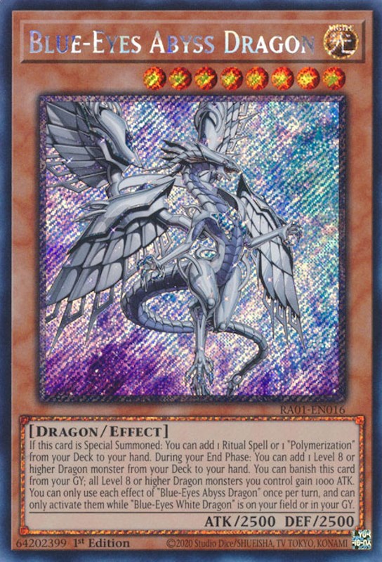 Blue-Eyes Abyss Dragon [RA01-EN016] Platinum Secret Rare | Odin's Place