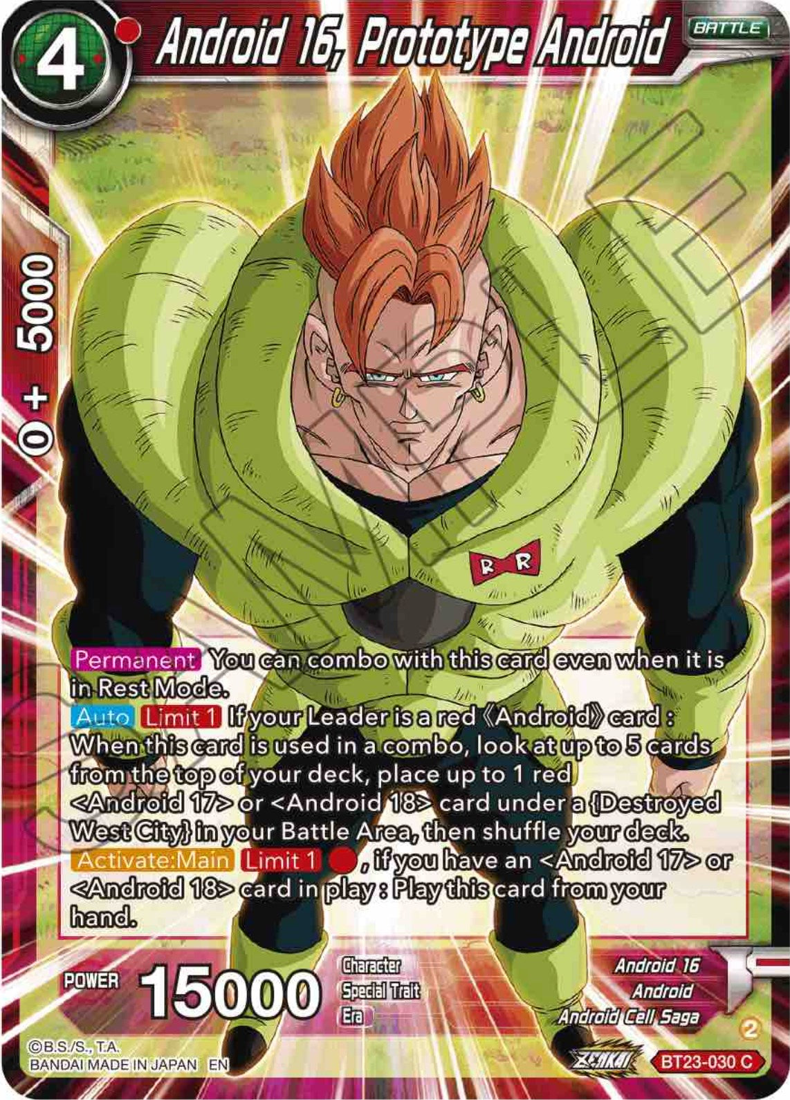 Android 16, Prototype Android (BT23-030) [Perfect Combination] | Odin's Place
