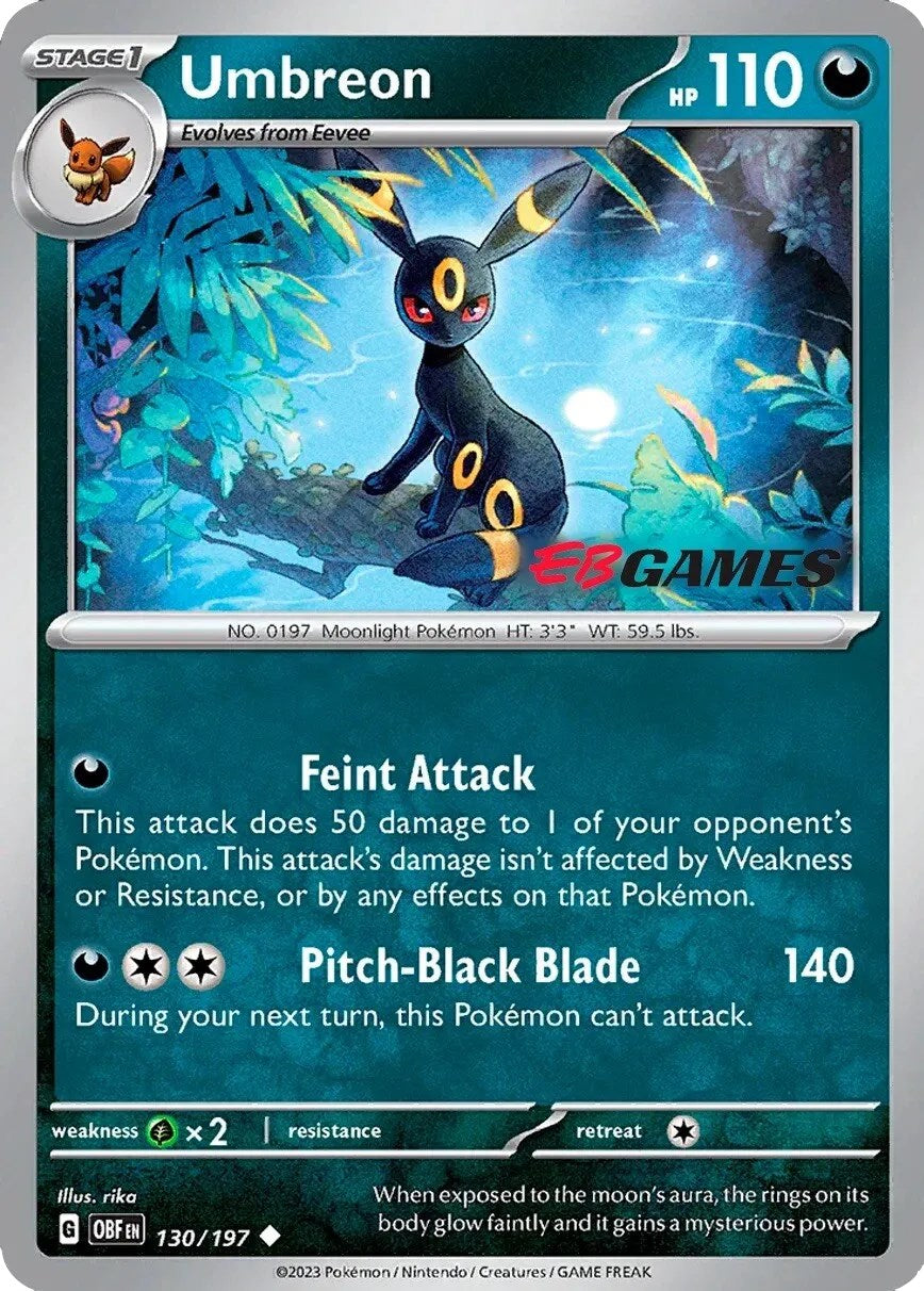 Umbreon (130/197) (EBGames Exclusive) [Scarlet & Violet: Obsidian Flames] | Odin's Place