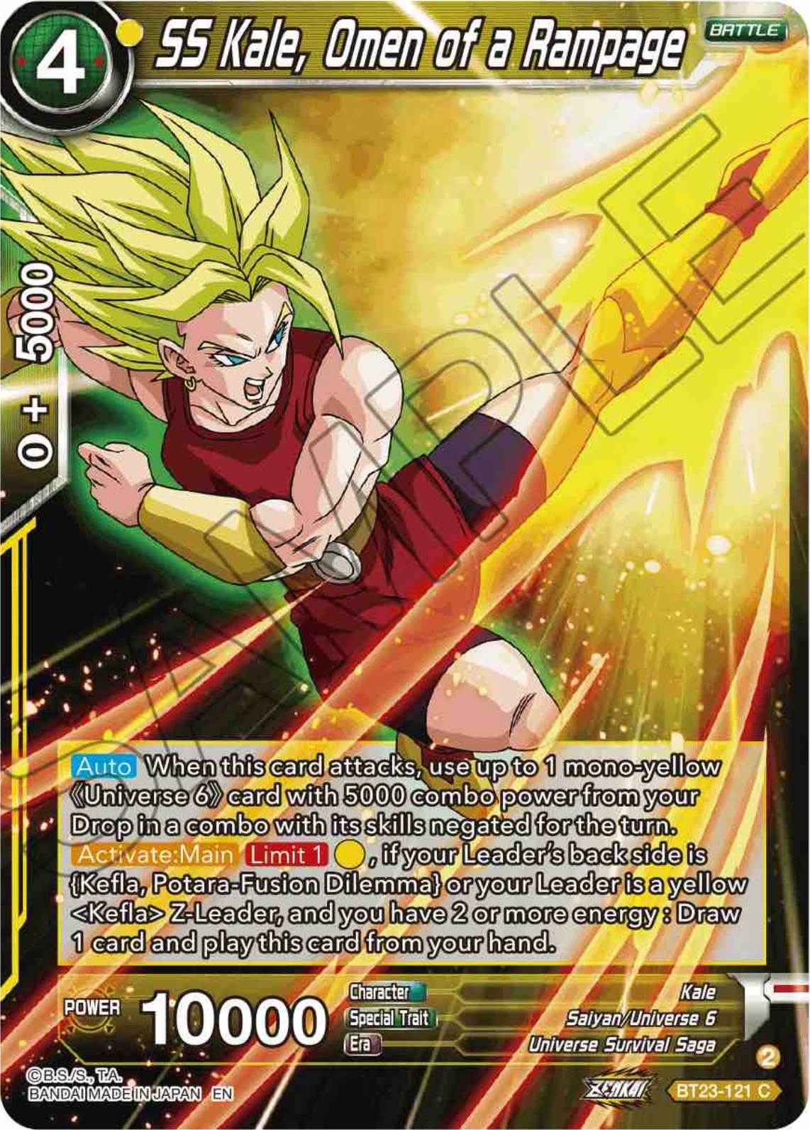 SS Kale, Omen of a Rampage (BT23-121) [Perfect Combination] | Odin's Place