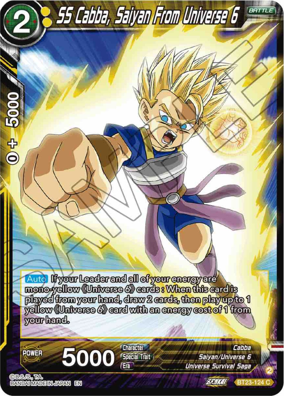 SS Cabba, Saiyan From Universe 6 (BT23-124) [Perfect Combination] | Odin's Place