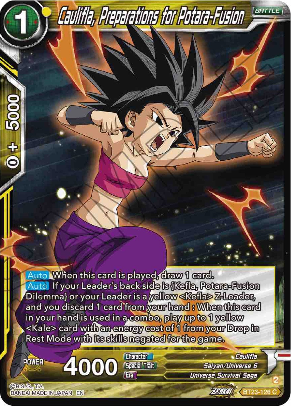 Caulifla, Preparations for Potara-Fusion (BT23-126) [Perfect Combination] | Odin's Place