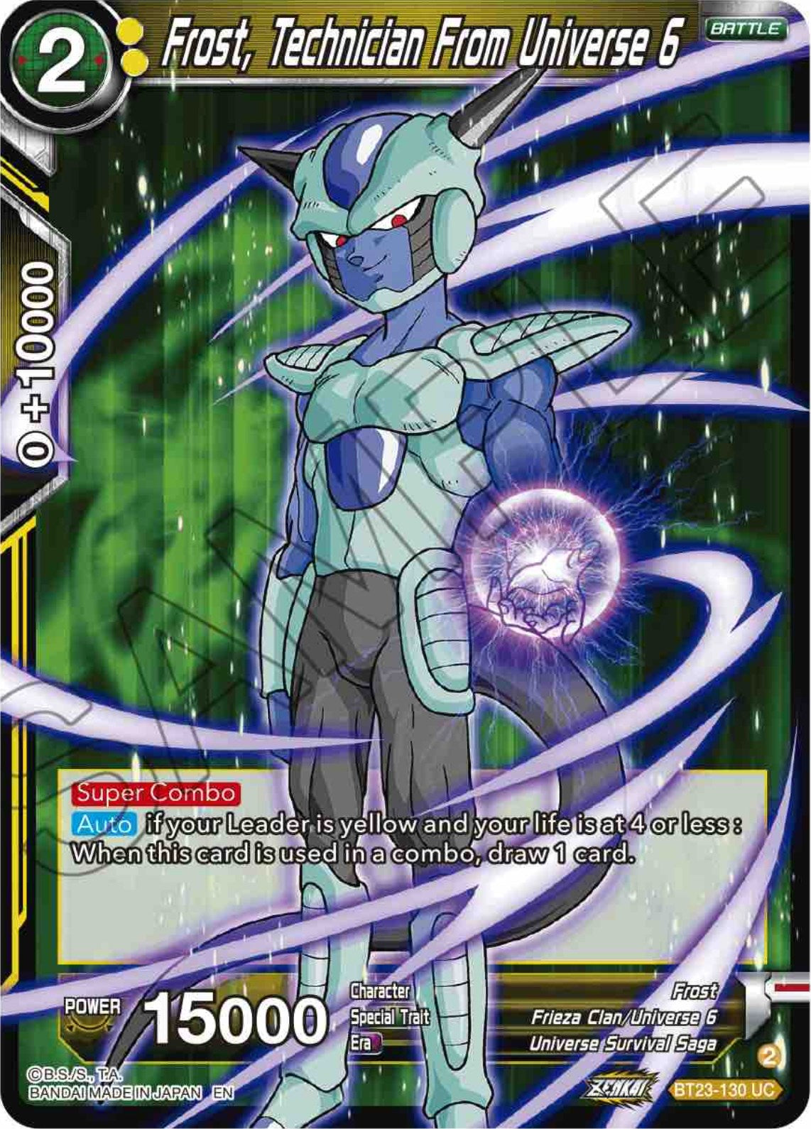 Frost, Technician From Universe 6 (BT23-130) [Perfect Combination] | Odin's Place
