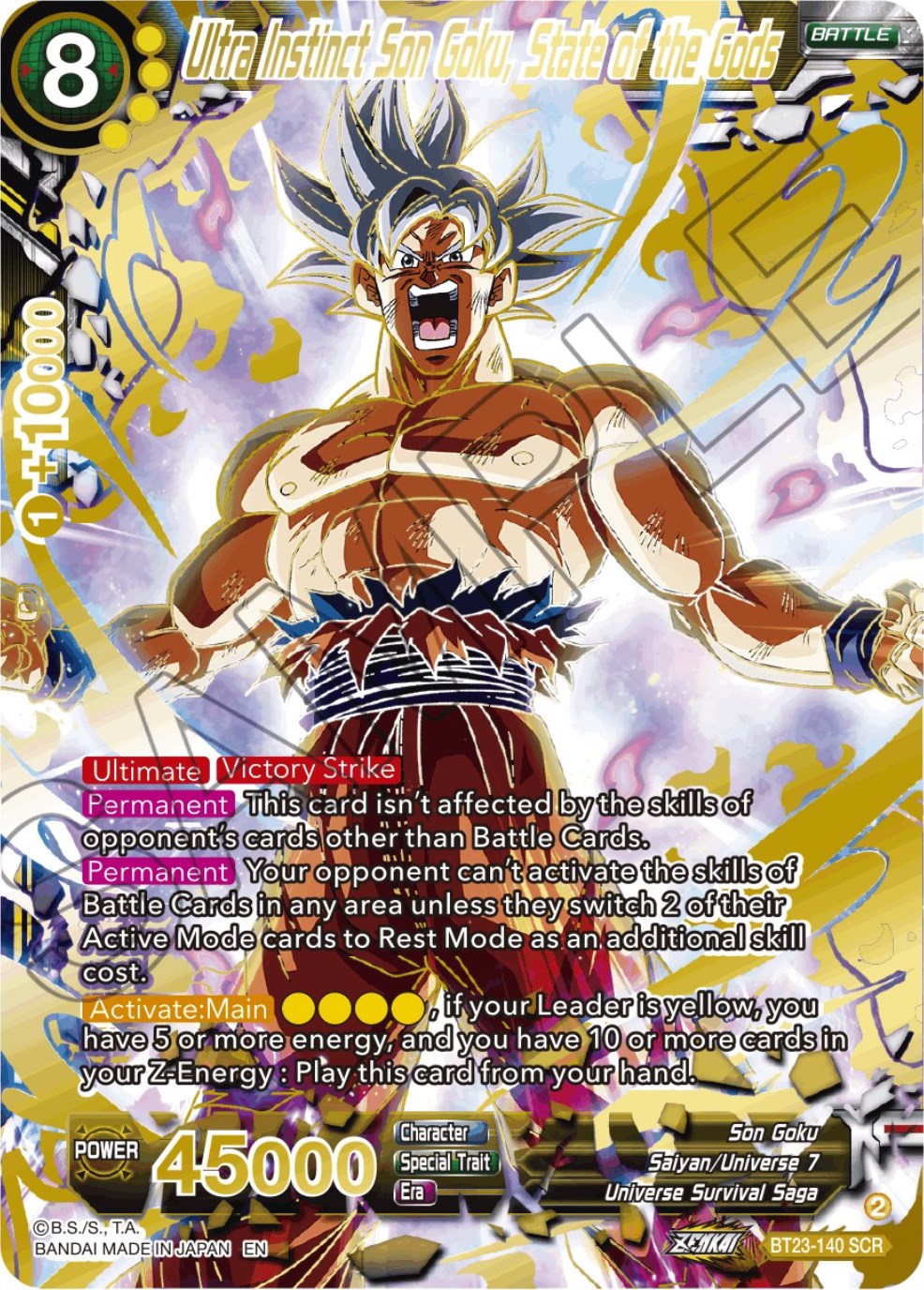 Ultra Instinct Son Goku, State of the Gods (BT23-140) [Perfect Combination] | Odin's Place