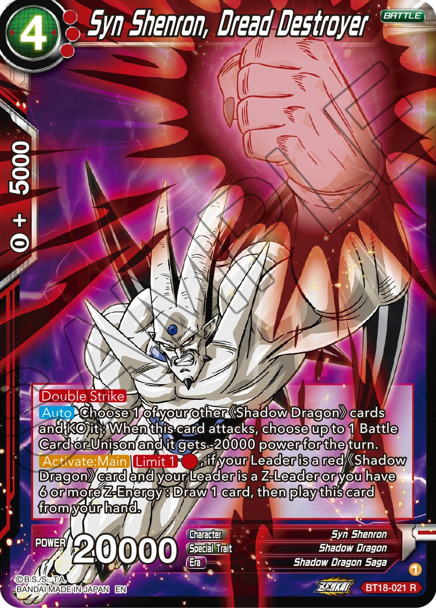 Syn Shenron, Dread Destroyer (BT18-021) [Dawn of the Z-Legends] | Odin's Place